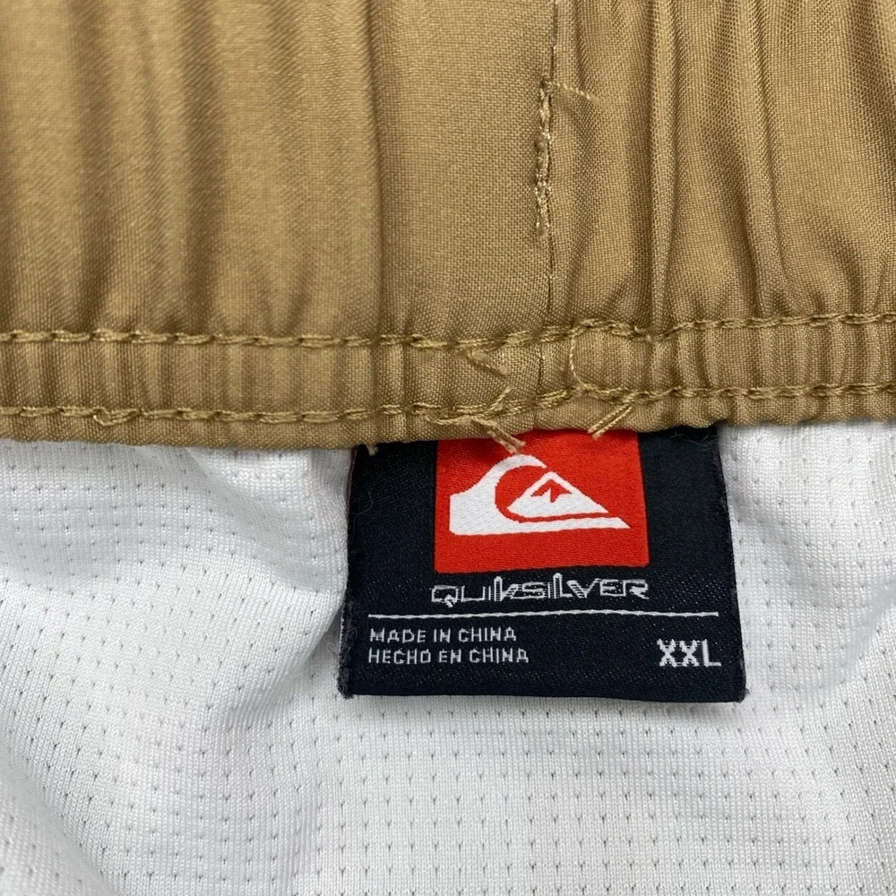 Quicksilver Board Shorts Mens 2XL Beige Orange Lined Elastic Waist Beach